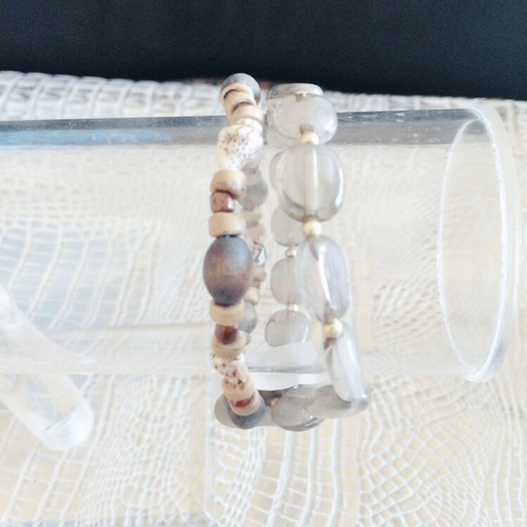 Jewelry - Wood and Brown Beaded Stretch Bracelets
